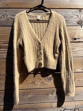 Soft V-Neck Button Front Women's Cardigan Sweater - Camel